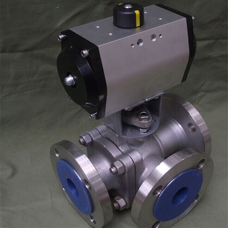 氣動法蘭三通球閥